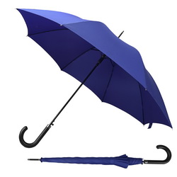 Зонт-трость с прочным металлическим корпусом и ручкой с покрытием из кожзаменителя, полиэстр