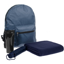 Набор подарочный в рюкзаке: зонт складной механический в чехле, полиэстр, термостакан, 450 мл, пластик, флисовый плед, 100х140 см