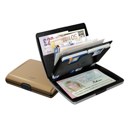 Органайзер-кошелек TRU VIRTU RAY, c двумя отделениями для кредитных карт, купюр, паспорта, водительских прав. Защищает карты от размагничивания и сканирования данных, анодированный алюминий