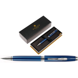 Шариковая ручка Cross Coventry Blue Lacquer в подарочной коробке, латунь, покрытая синим глянцевым лаком, детали дизайна - хром