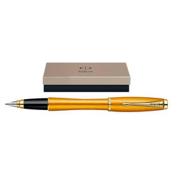 Ручка перьевая Parker Urban Premium Mandarin Yellow, позолота 23к, в подарочной коробке