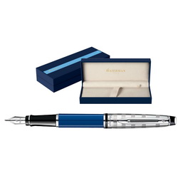 Ручка перьевая Waterman Expert 3 DeLuxe Obsession Blue CT (корпус - латунь, лак, отделка - палладиевое покрытие)