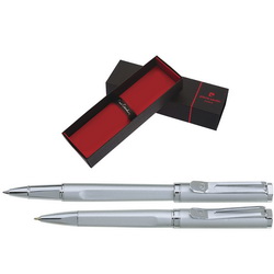 Набор Pierre Cardin PEN&PEN: ручка шариковая и роллер в подарочной упаковке, корпус - латунь, отделка и детали дизайна - матовое покрытие, сталь и хром