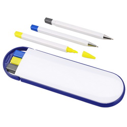 Набор в пластиковом футляре: шариковая ручка, маркер, карандаш, пластик