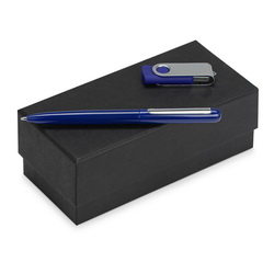 Подарочный набор с шариковой ручкой под зеркальную гравировку, металл и флешкой, USB 2.0 на 8 Gb, пластик с покрытием soft-touch.