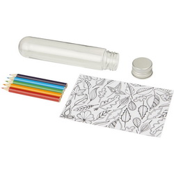 Набор из 5-ти цветных карандашей и 2-х листочков для раскрашивания в тубусе, пластик