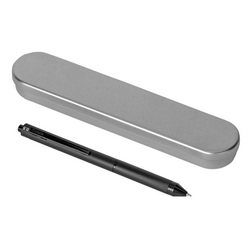 Ручка-карандаш, в одном корпусе умещаются 3 стержня разных цветов ( синий, красный, черный) и карандаш, металл Индивидуальная металлическая коробка,