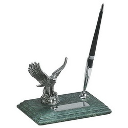 Настольный набор со статуэткой орла и ручкой на мраморной подставке, мрамор, металл