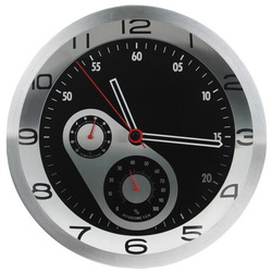 Часы настенные "Климат" с термометром и гигрометром, металл, цвет серебристый