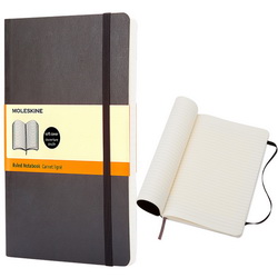 Записная книжка "Moleskine" с резинкой, блоком в линейку и уплотненной обложкой, полиуретан, бумага