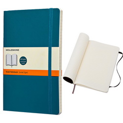 Записная книжка "Moleskine" с резинкой, блоком в линейку и уплотненной обложкой, полиуретан, бумага