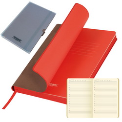 Ежедневник недатированный Portobello Trend Latte 256 стр., коричневая обложка, красный форзац, тонированный блок, в индивидуальном пластиковом футляре