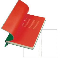 Бизнес-блокнот недатированный, тонированный блок в линейку, зеленая обложка Velvet, красный форзац, 256 страниц, в индивидуальной картонной упаковке