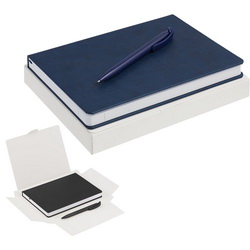 Подарочный набор: недатированный ежедневник А5 и ручка шариковая в самосборной коробке, искусственная кожа, пластик