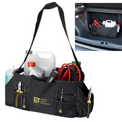 Сумка-органайзер для организации рабочего пространства в автомобиле, можно регулировать размер внутренних отделений и фиксировать сумку на сидениях или в багажнике, полиэстр