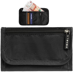 Кошелек с RFID-защитой: отделение для купюр, 4 отделения для банковских карт, 2 кармана на молнии, магнитная застежка, полиэстр