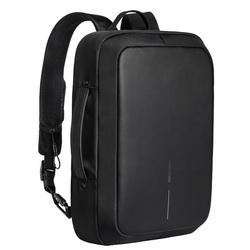 Сумка-рюкзак с защитой от карманников, которую обеспечивают скрытые молнии. Можно носить и как рюкзак, и как сумку, лямки при этом убираются в специальное отделение на спинке, предусмотрена лямка для крепления на ручку чемодана. Мягкие отде