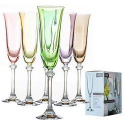 Набор "Амели" из 6-ти разноцветных бокалов для шампанского, 190мл, богемское стекло, Чехия