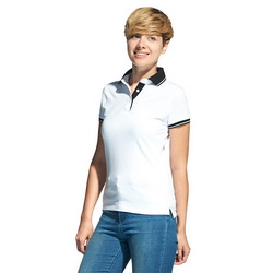 Рубашка-поло женская с контрастной отделкой, размеры XS-XXL, 185 г/м2 80% хлопок, 20% полиэстр