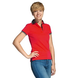 Рубашка-поло женская с контрастной отделкой, размеры XS-XXL, 185 г/м2, 80% хлопок, 20% полиэстр