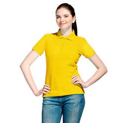 Рубашка-поло женская с боковыми разрезами ХS-XXL, 185 г/м2, 65% хлопок, 35% полиэстр