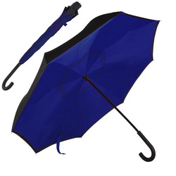 Зонт-трость-наоборот (складывается внутрь) механический, двухцветный, нейлон