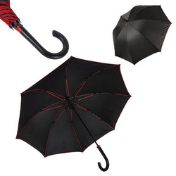 Зонт-трость-полуавтомат с цветными спицами и отделкой купола, нейлон