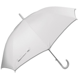 Зонт-трость полуавтомат с пластиковой ручкой, полиэстр, цвет белый