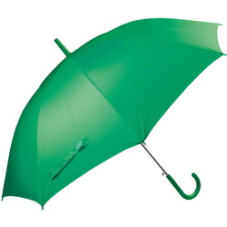 Зонт-трость полуавтомат с пластиковой ручкой, полиэстр, цвет  зеленый