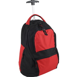 Рюкзак на колесиках с выдвижной ручкой и карманом на молнии, полиэстр, металл