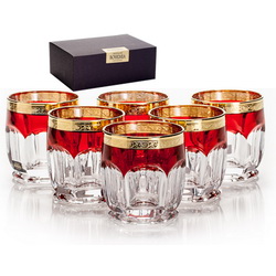 Набор для виски "Рубин": 6 стаканов по 250 мл, хрусталь, Чехия, в подарочной упаковке