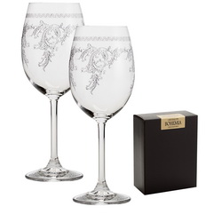 Набор бокалов для белого вина "Цветочный узор", 2 шт. по 450 мл, выдувное стекло, в подарочной коробке, Чехия