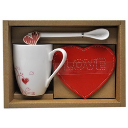 Подарочный набор "Love", керамика, кожзам, в индивидуальной упаковке