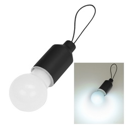 Брелок с мини-лампой, лампочка включается и выключается, если потянуть петлю, АБС-пластик с оттенком "металлик".