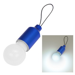 Брелок с мини-лампой, лампочка включается и выключается, если потянуть петлю, АБС-пластик с оттенком "металлик".