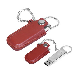 Флеш-карта USB в чехле, 32Gb, искусственная кожа, металл
