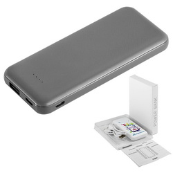 Внешний аккумулятор с фактурным покрытием в подарочной коробке, 5000 mAh, в комплекте USB-кабель 3-B-1: micro USB, iPhone 5/6/7/8/X, Type C (длина 25 см), пластик