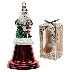 Елочное украшение "Дед Мороз и колокольчик", пластик