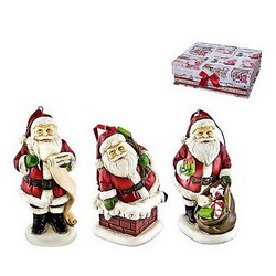 Набор из трех керамических украшений "Дедушки Морозы", полистоун, в подарочной коробке