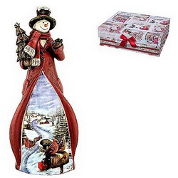 Новогоднее украшение "Снеговик и елка", полистоун, в подарочной коробке