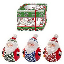 Набор новогодних украшений "Дед Морозик" (3 шт.), в подарочной коробке, керамика