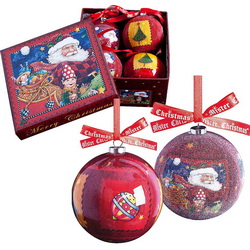Набор из 4-х шаров новогодних из папье-маше, d7,5 см, в подарочной коробке