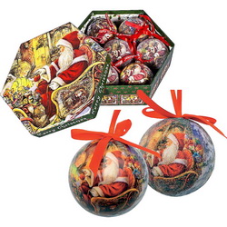 Набор из 7-и шаров новогодних из папье-маше, d7,5 см, в подарочной коробке