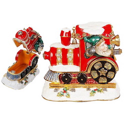Шкатулка "Дед Мороз в поезде", металл, в подарочной коробке