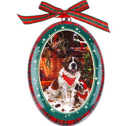 Новогоднее украшение с символикой года "Сенбернар", папье-маше. На складе в наличии аналогичные модели с различными породами собак.