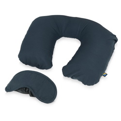 Набор дорожный: маска для сна и надувная подушка в чехле, полиэстр, ПВХ