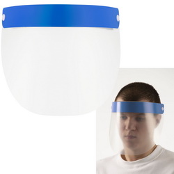 Прозрачный экран для лица с синей лентой и мягкой подкладкой на лбу, поставляется в разобранном виде, пластик