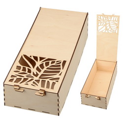 Коробка подарочная из дерева с декоративным украшением, березовая фанера, толщина 3мм