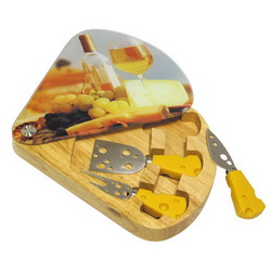 Набор для резки сыра "Пекорино", доска разделочная, 3 предмета, дерево, стекло, металл